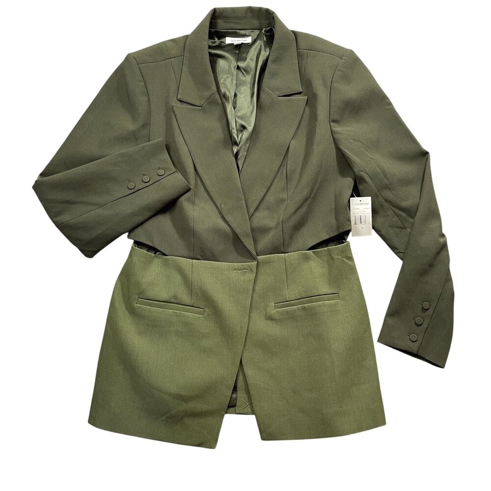 Good American 4 Lined Slit Side 2 Tone Blazer Olive NEW w/ Tags (missing button)